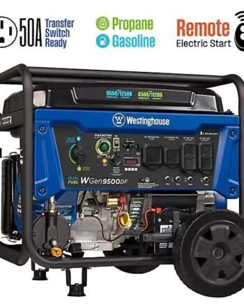Westinghouse 12,500/9,500-Watt Dual-Fuel Portable Generator, Electric Start, Transfer Switch Ready