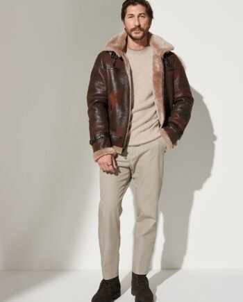 Classic Burnt Cognac Edition Sheepskin B-3 Bomber Jacket