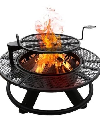 Red Mountain Valley 47 in. Wood-Burning Fire Pit with Adjustable BBQ Grate, Geometric