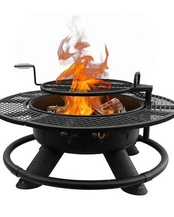 Red Mountain Valley 47 in. Wood-Burning Fire Pit with Adjustable BBQ Grate, Deer Head