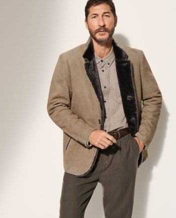 Austin Suede Leather Blazer with Shearling Lining