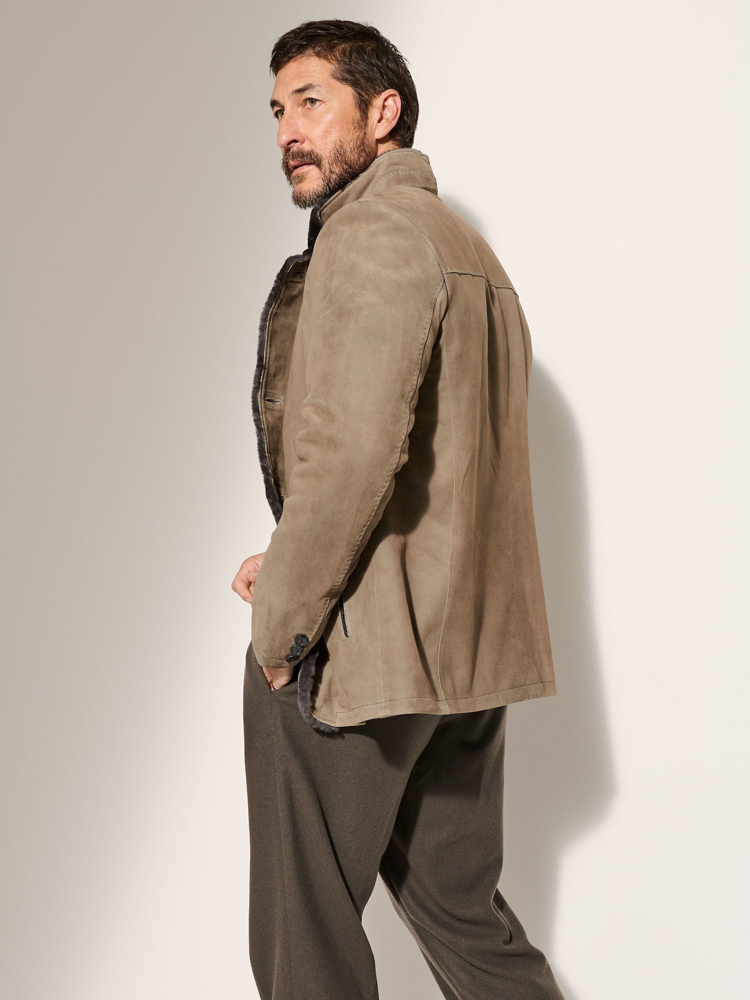 Austin Suede Leather Blazer with Shearling Lining