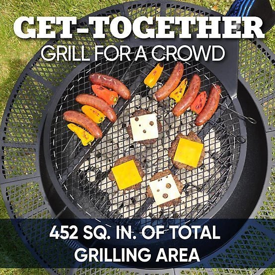 Even Embers 44 in. Round Charcoal/Wood-Burning Fire Pit with Cooking Grate