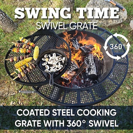 Even Embers 44 in. Round Charcoal/Wood-Burning Fire Pit with Cooking Grate