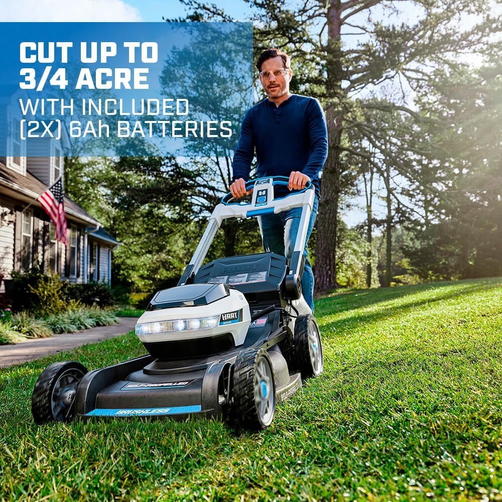HART 40-Volt 21-inch Supercharge 3-in-1 Self-Propelled Mower Kit, (2) 6.0Ah Lithium-Ion Batteries