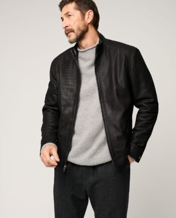 Zachary Embossed Leather Jacket