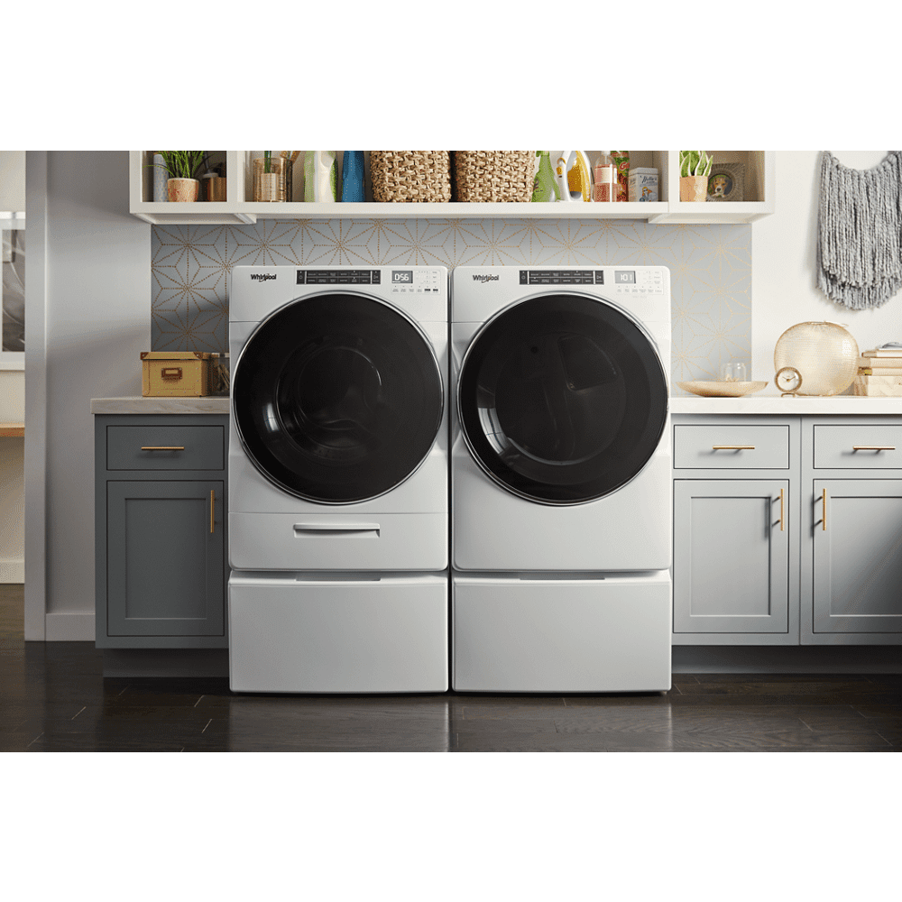 Whirlpool 5.0 cu ft High-Efficiency White Front Load Washing Machine with Load & Go(TM) XL Dispenser