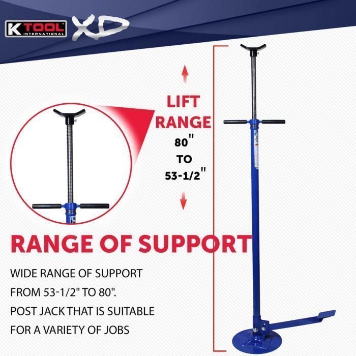 K Tool 3/4 Ton Under Hoist Jack Stand with Pedal