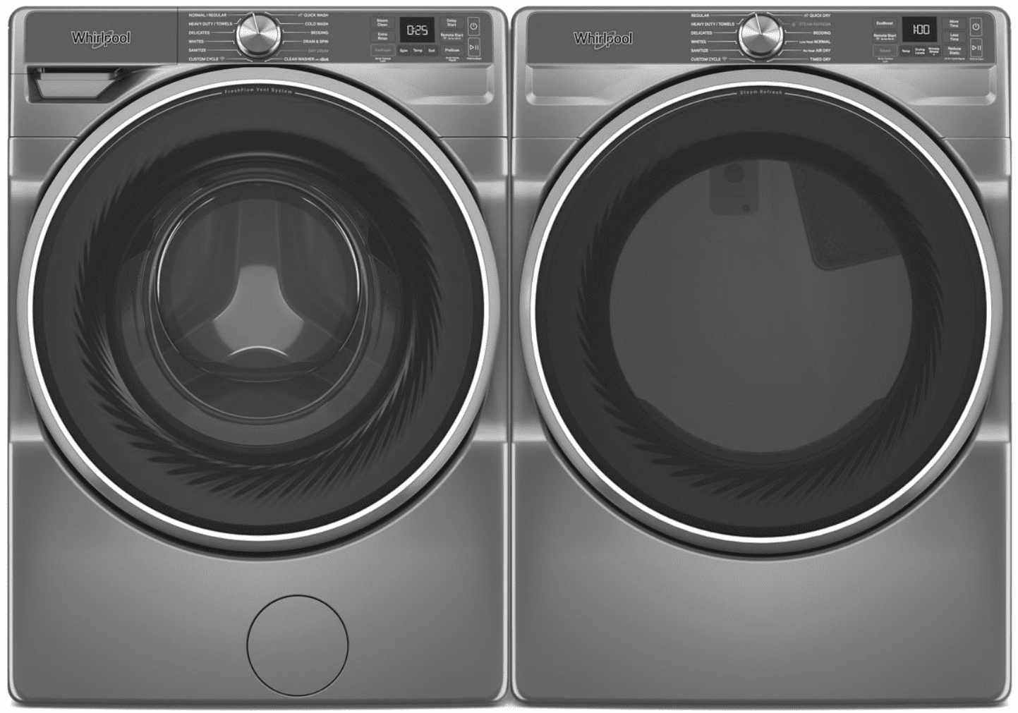 Whirlpool WFW6720RR, 27-Inch, 5.0 cu. ft. Smart Front Load Washer, FreshFlow Vent System, Silver