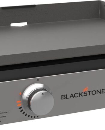 Blackstone 22″ Portable Tabletop Griddle – Dual Burner Flat Top Grill, 24,000 BTU Propane with Stainless Steel Faceplate & Rear Grease System