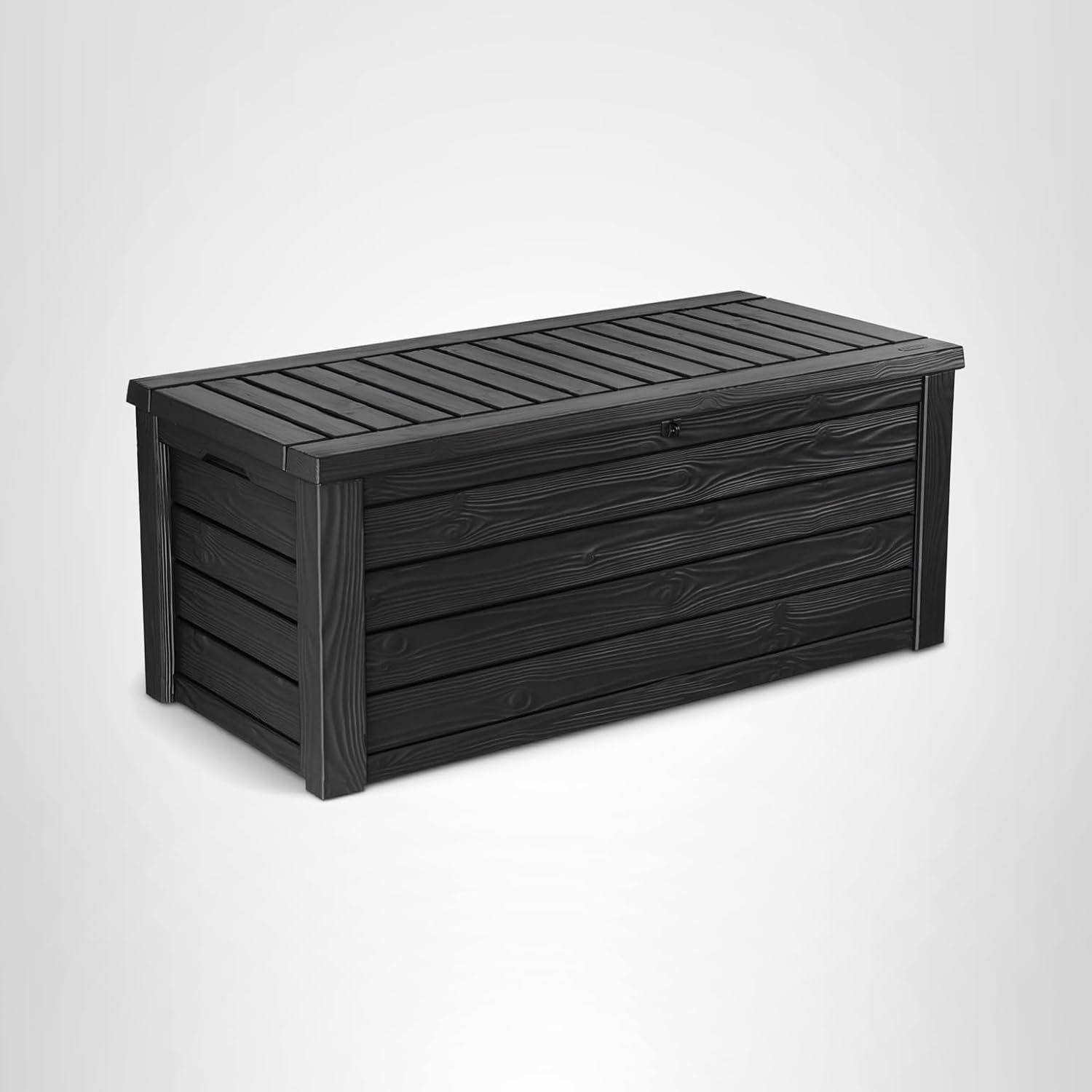 Keter Westwood 150-Gallon Resin Outdoor Storage Box | Weather-Resistant Deck Bin for Patio Cushions, Garden Tools & Pool Accessories – Dark Grey