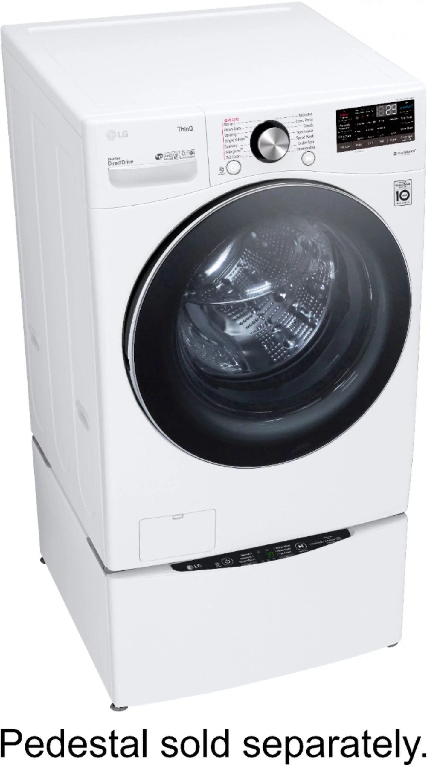 LG – 5.0 Cu. Ft. High-Efficiency Stackable Smart Front Load Washer with Steam and Built-In Intelligence – White