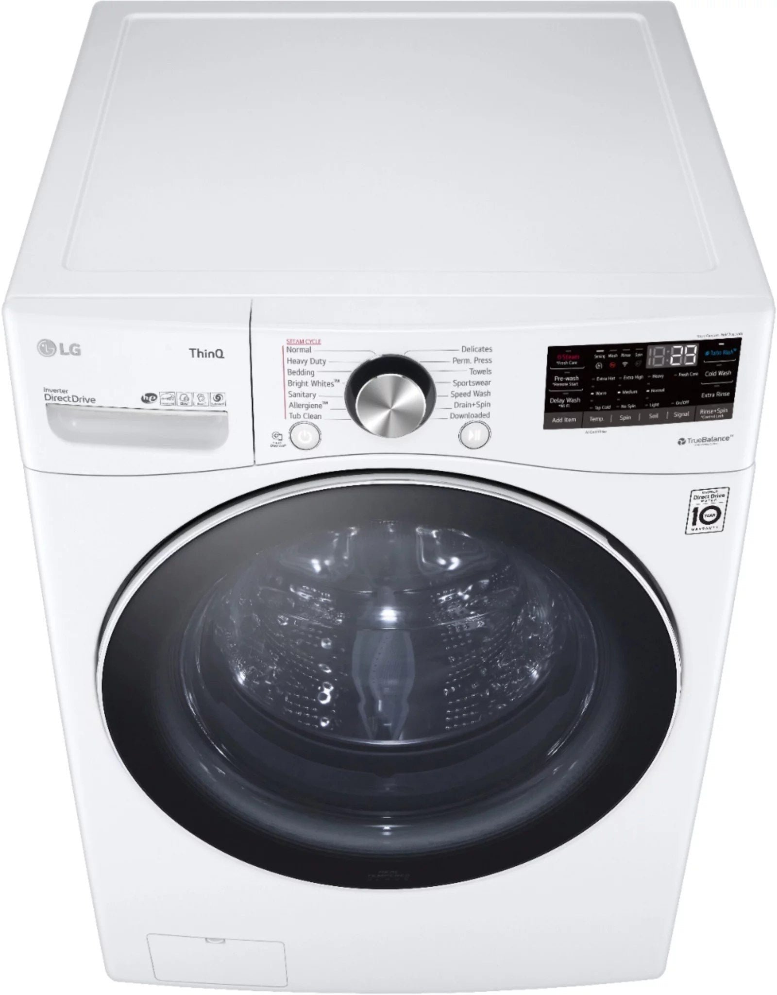 LG – 5.0 Cu. Ft. High-Efficiency Stackable Smart Front Load Washer with Steam and Built-In Intelligence – White
