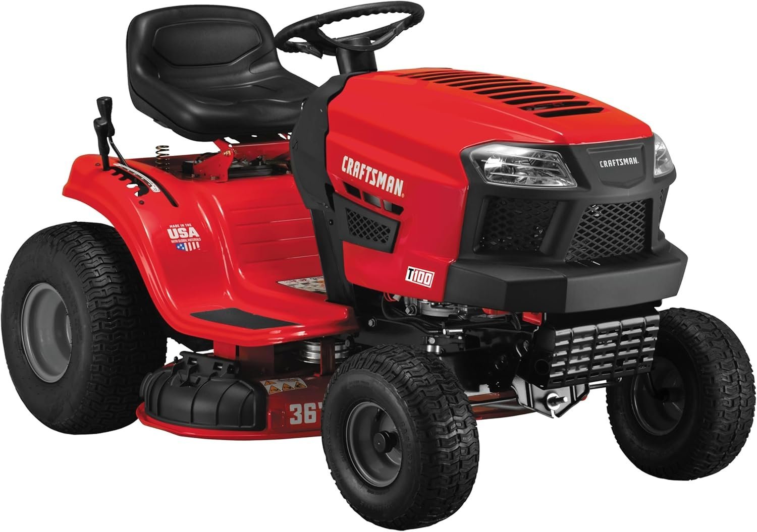 Craftsman 36" Gas Riding Lawn Mower, 11.5 HP Briggs & Stratton Engine, 7-Speed Transmission, Red/Black