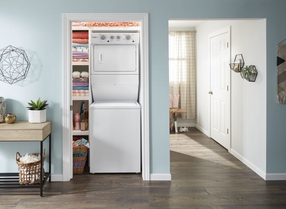 Whirlpool 3.5 Cu. Ft. Stacked Electric Laundry Center with 9 Wash Cycles and AutoDry System, White