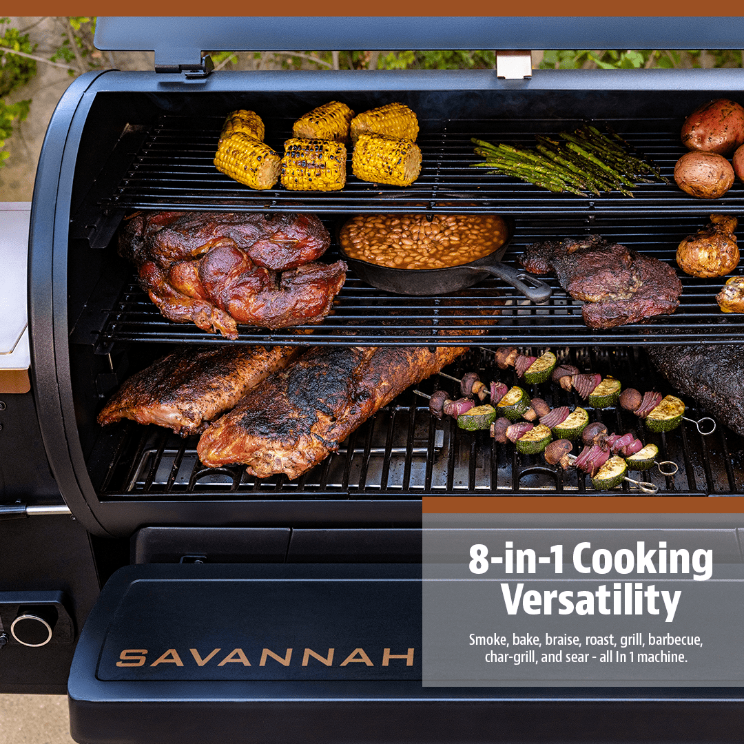 Pit Boss Pellet Smoker, Savannah 1500 Square Inch Wood Fired Pellet Grill, Onyx Series