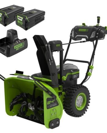 80V 24″ Cordless Battery Two-Stage Snow Blower w/ Two (2) 5.0 Ah Batteries & Dual-Port Rapid Charger