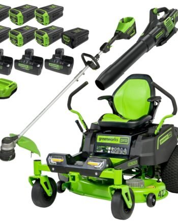 60V 42″ Cordless Battery CrossoverZ Zero Turn Riding Lawn Mower 3-Tool Combo Kit w/ (6) 8Ah Batteries, One(1) 2.5Ah Battery & Four (4) Chargers