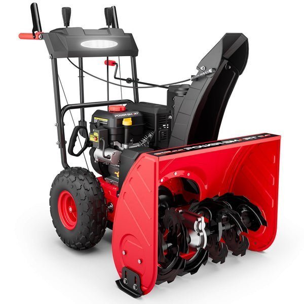Powersmart Brand New Self-Propelled Gas Snow Blower, 212cc 24 in. Two-Stage with 120v Electric Start and LED Headlight