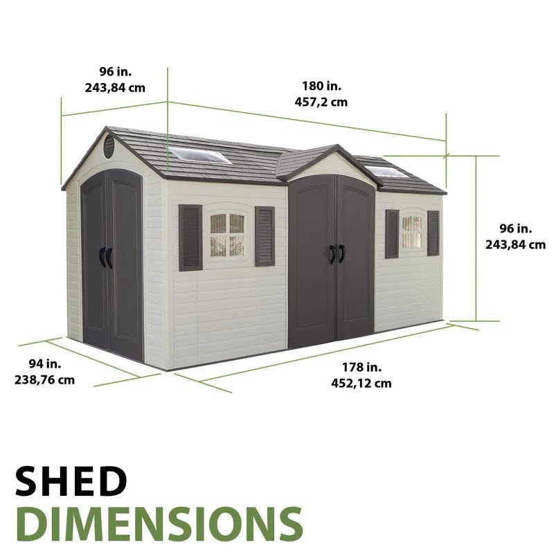 Lifetime 60079 Outdoor Storage Dual Entry Shed, 15 x 8 ft, Desert Sand (B00CTVQ6UG)