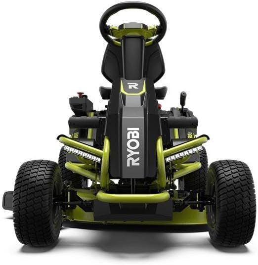 RYOBI 38 in. 100Ah Battery Rear Engine Electric Riding Lawn Mower and Bagging Kit