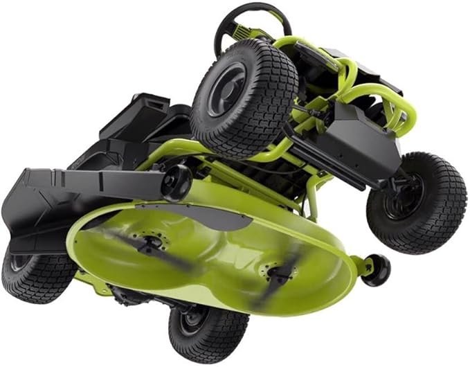 RYOBI 38 in. 100Ah Battery Rear Engine Electric Riding Lawn Mower and Bagging Kit
