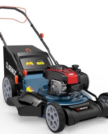 SENIX Self-Propelled Gas Lawn Mower, 22in Cutting Blade / 23in Cutting Deck, 150 cc 4-Cycle Made in Briggs & Stratton Engine , 3-In-1, 6-Position Adjustment, 11in Rear Wheels, LSSG-H3