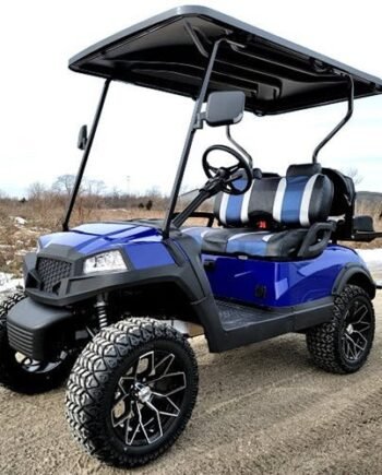 Terminator 48v Electric Golf Cart Four Seater NEW – Massive Rims/Tires & – Blue Body/Blue Seats