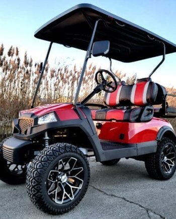 Terminator 48v Electric Golf Cart Four Seater BRAND NEW – Massive Rims/Tires Flip Seat & Optionally Fully Loaded – Red Body/Red Seats