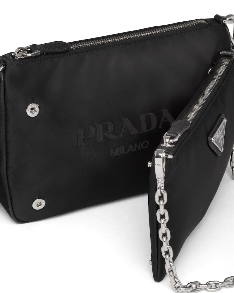 Re-nylon and Saffiano Leather Shoulder Bag