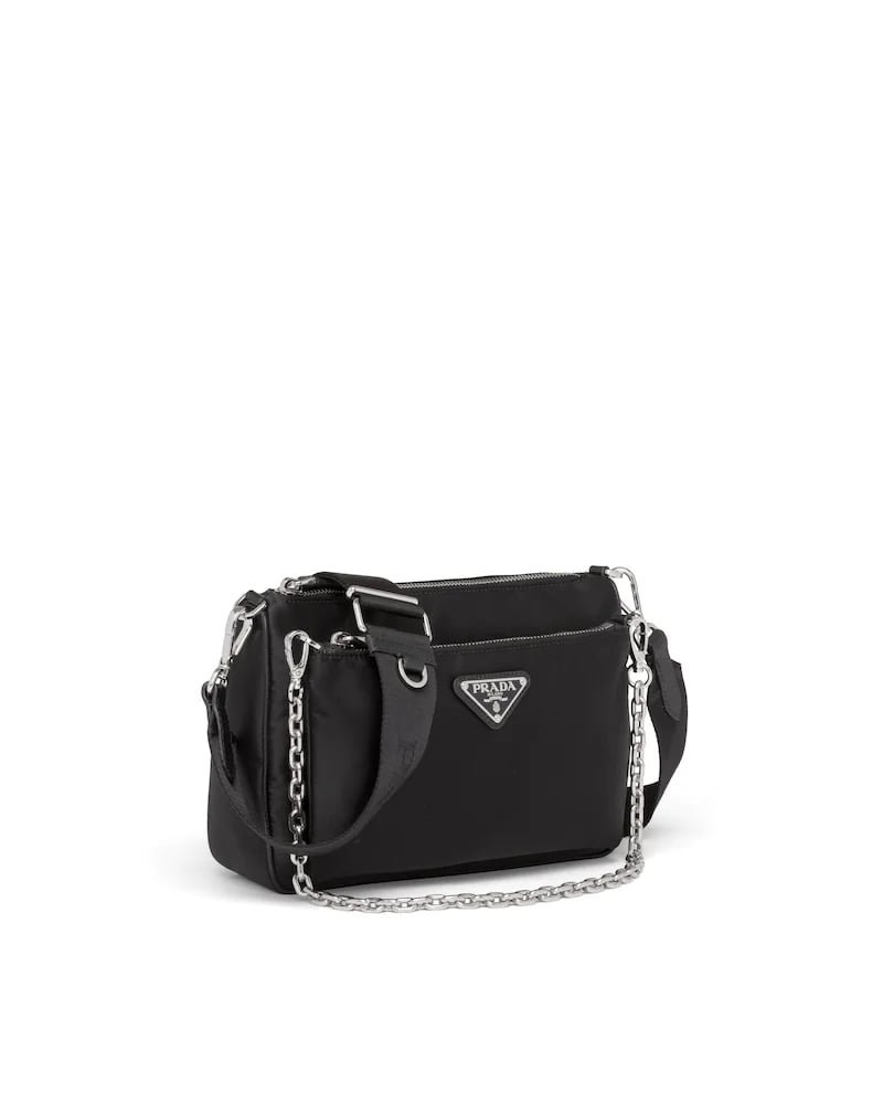 Re-nylon and Saffiano Leather Shoulder Bag