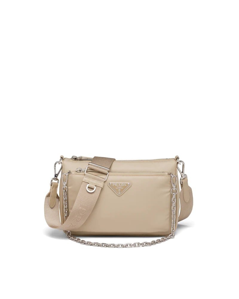 Re-nylon and Saffiano Leather Shoulder Bag