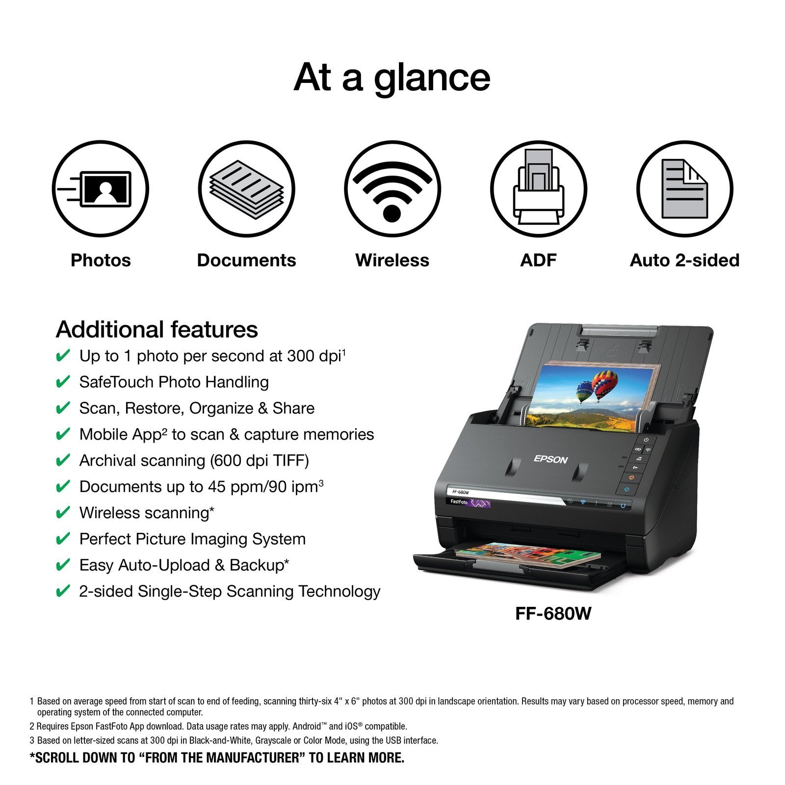 Epson FastFoto FF-680W Wireless High-speed Photo and Document Scanning System