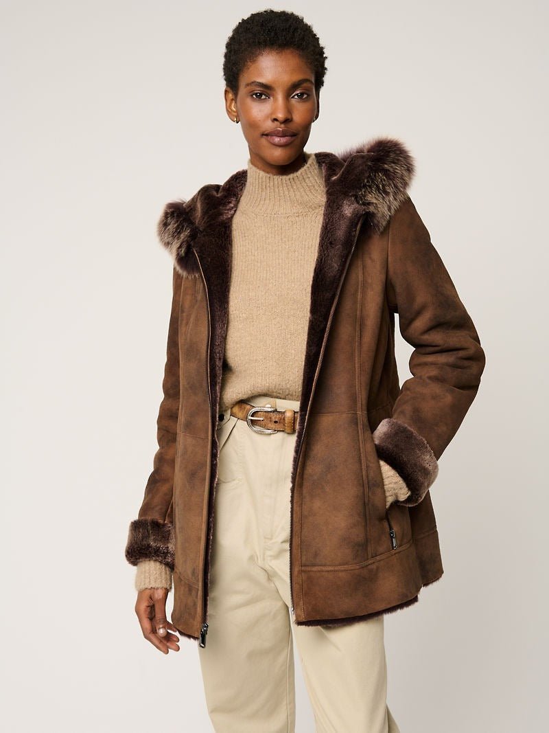 Claire Hooded Toscana Sheepskin Coat