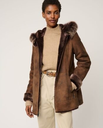 Claire Hooded Toscana Sheepskin Coat