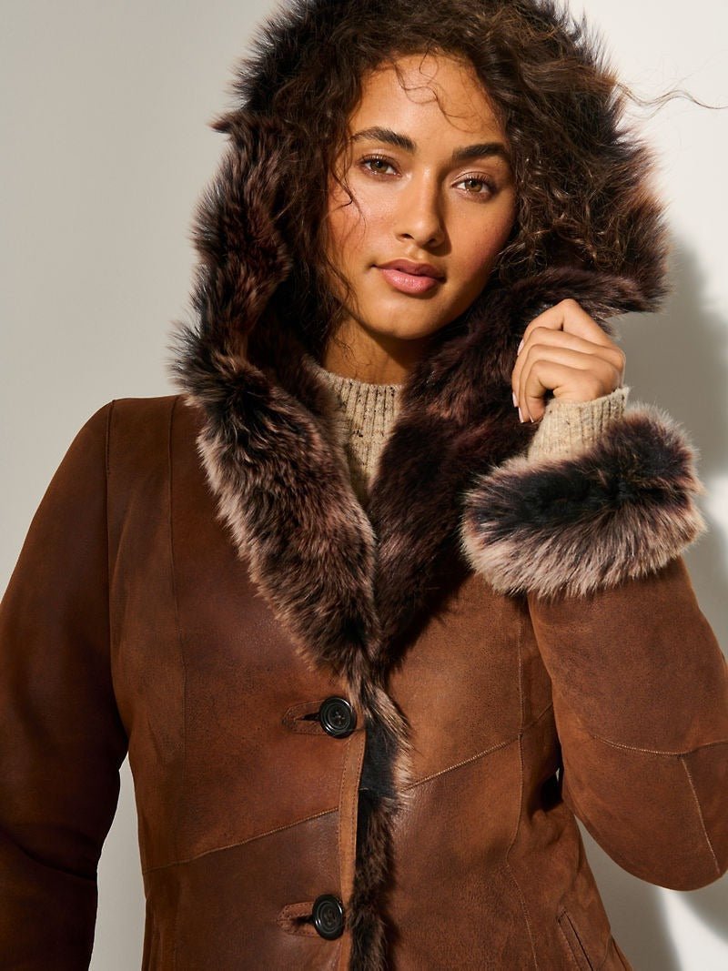 Dakota Hooded Toscana Sheepskin Coat