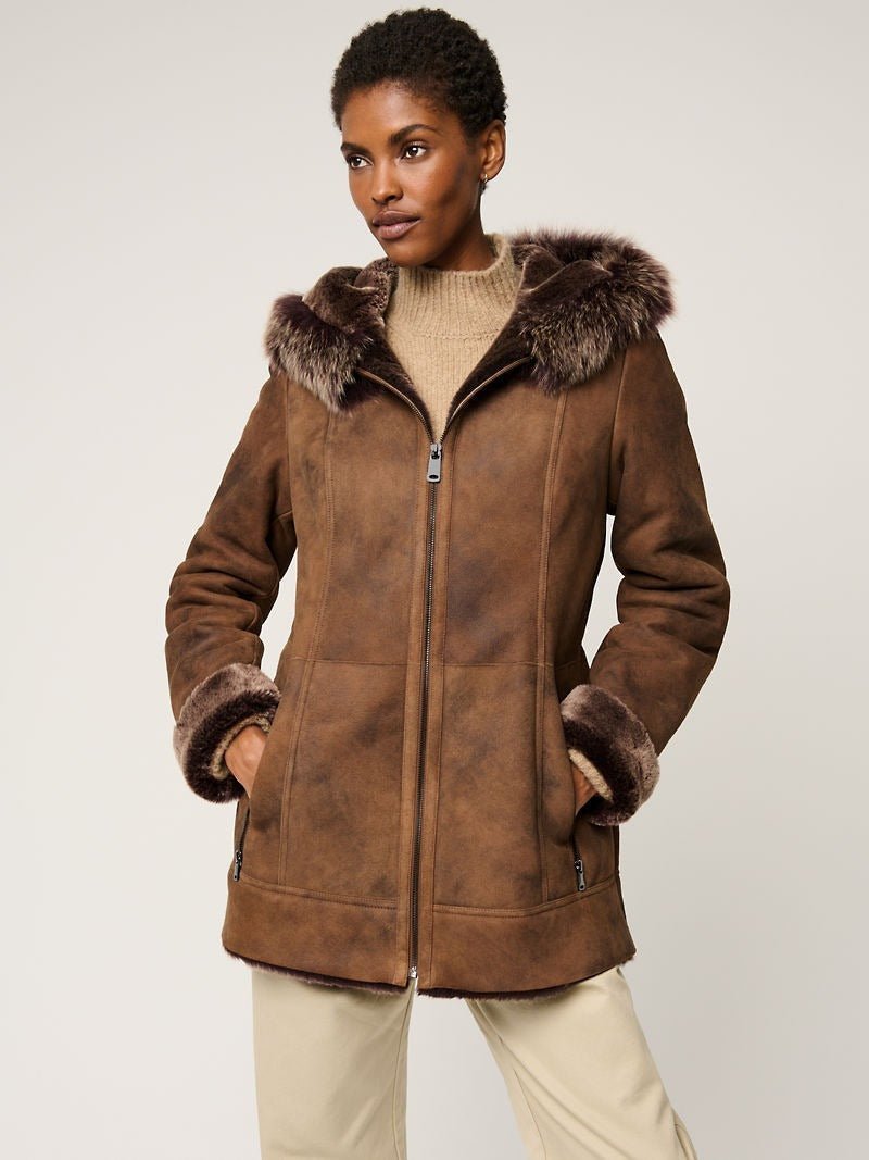 Claire Hooded Toscana Sheepskin Coat