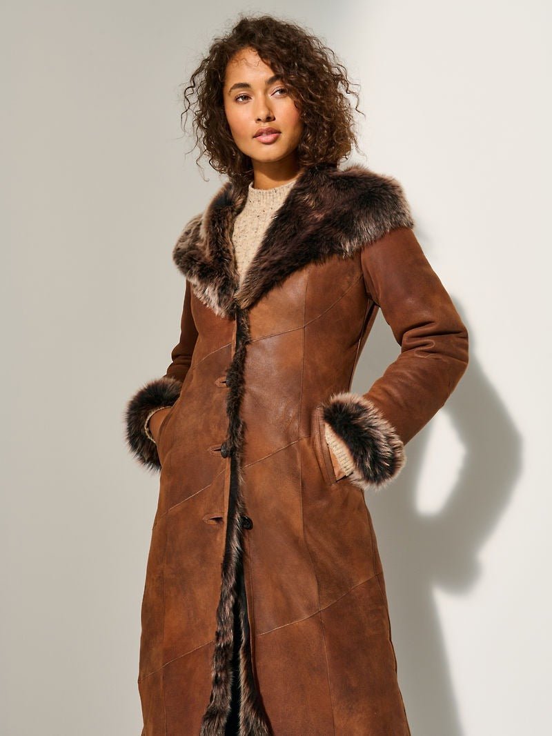 Dakota Hooded Toscana Sheepskin Coat