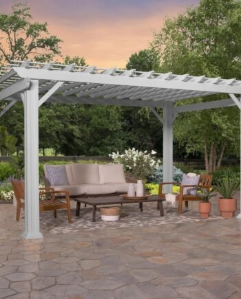 14×10 Hawthorne Traditional Steel Pergola With Sail Shade Soft Canopy