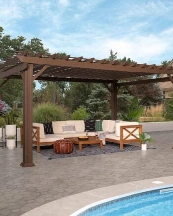 16×12 ashford traditional steel pergola with sail shade soft canopy