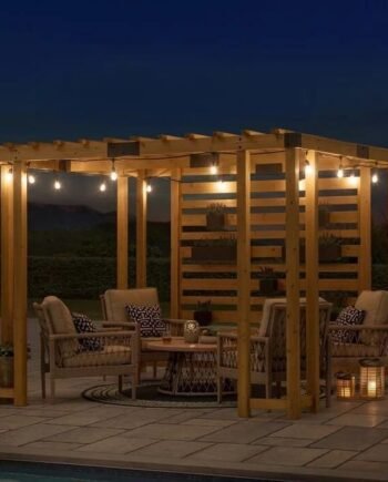 SummerCove 10.5 ft. x 10 ft. Cedar Wood Pergola with Adjustable Hanging Planters