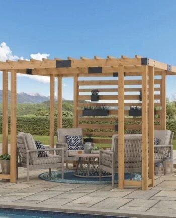 SummerCove 10.5 ft. x 10 ft. Cedar Wood Pergola with Adjustable Hanging Planters