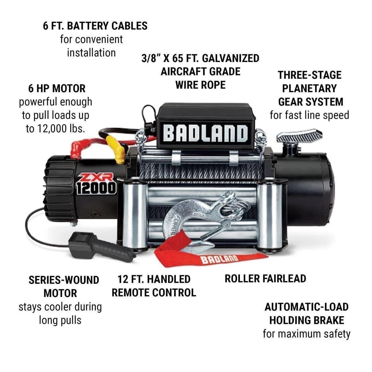 Badland Zxr 12,000 lb. Winch with Wire Rope