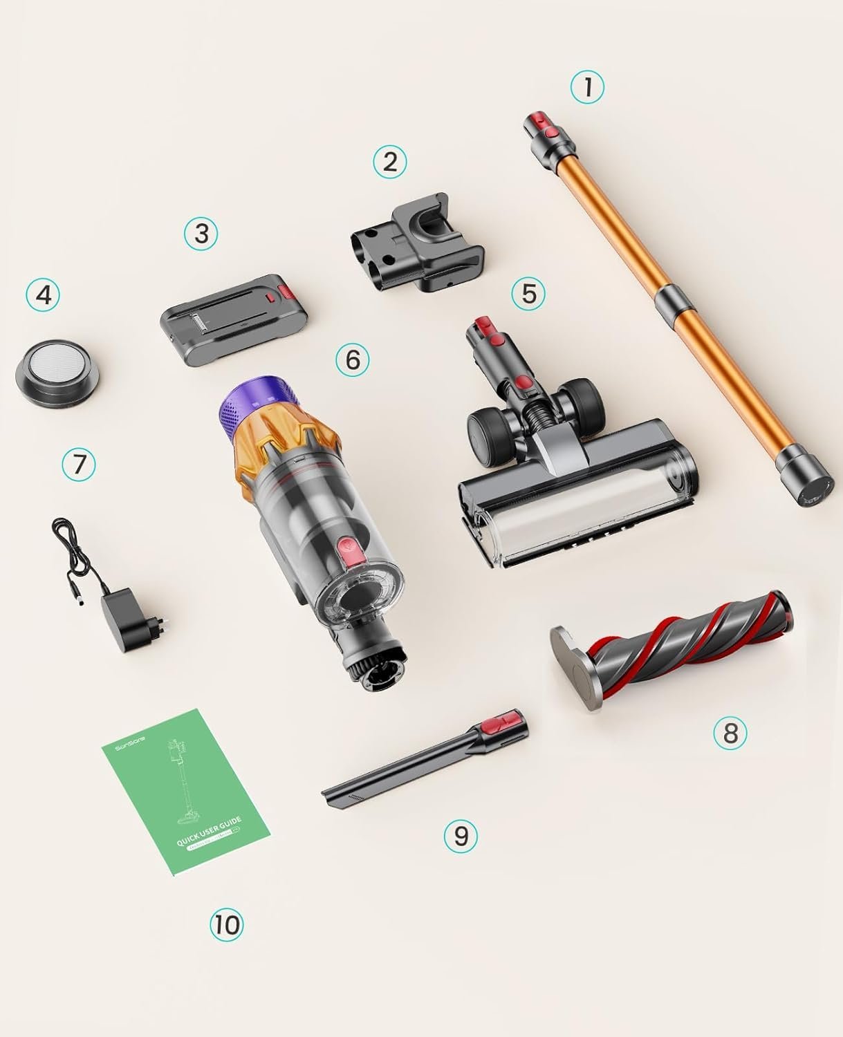 Cordless Vacuum Cleaner, 550W 45KPA 60 Mins Runtime Self-Standing Vacuum