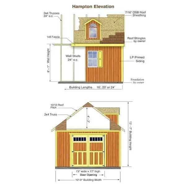 Best barns Hampton 12×24 Wood Storage Shed Kit Installation Included